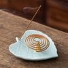 Bodhi Leaves Ginkgo Leaves Ceramic Stick Incense Holder