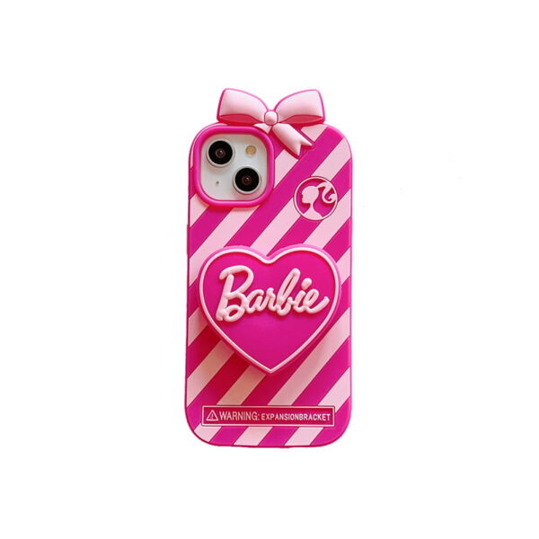 Barbie Love Bow Silicone Phone Case With Stand for Apple iPhone Model Barbie Love Bow Silicone Phone Case With Stand for Apple iPhone Model