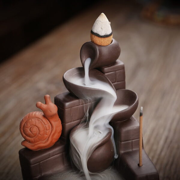 Snail City Wall Clay Pot Ceramic Backflow Incense Burner