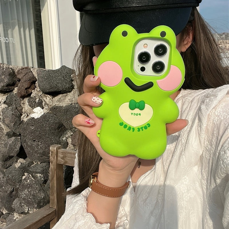 3D Green Frog Silicone Mobile Phone Shell for Apple iPhone Model