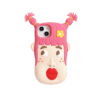 3D Cartoon Girl with Braids Silicone Phone Shell for Apple iPhone Models