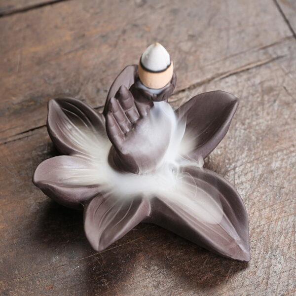 Buddha's Hand Lotus Ceramic Incense Fountain Smoke Waterfall