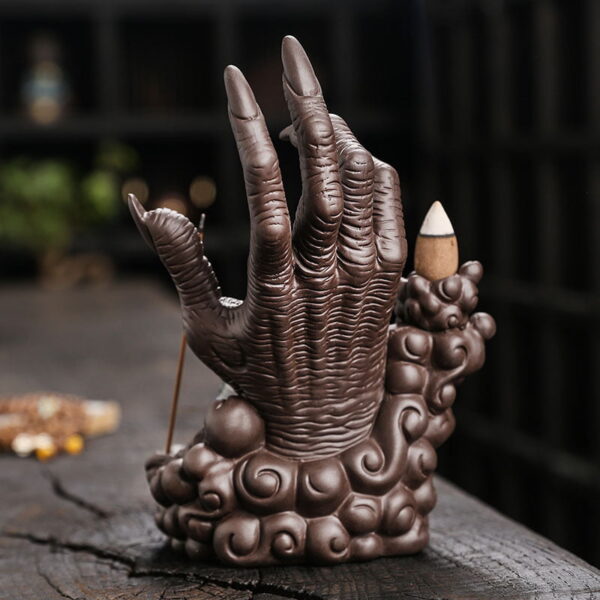 Halloween Ghost Hand Devil Eye Purple Sand Backflow Incense Holder