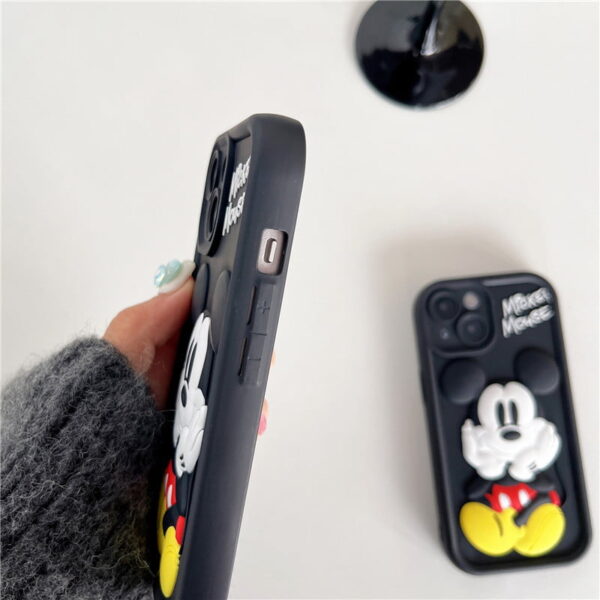 Cartoon 3D Black Mickey Mouse Silicone Phone Shell for Apple iPhone Models