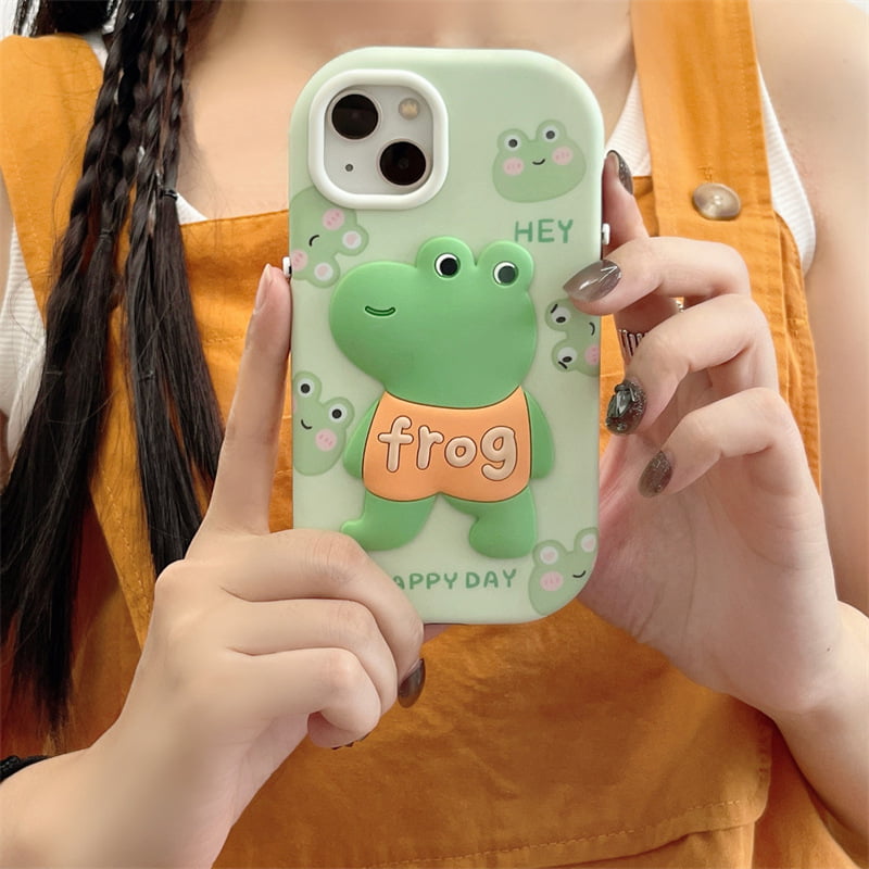 3D Green Frog Silicone Cell Phone Cover for Apple iPhone Model