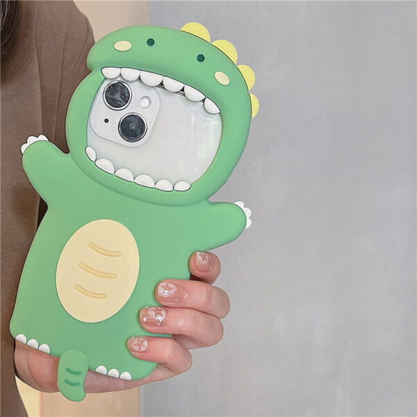 Cute 3D Green Dinosaur Silicone Phone Case for Apple iPhone