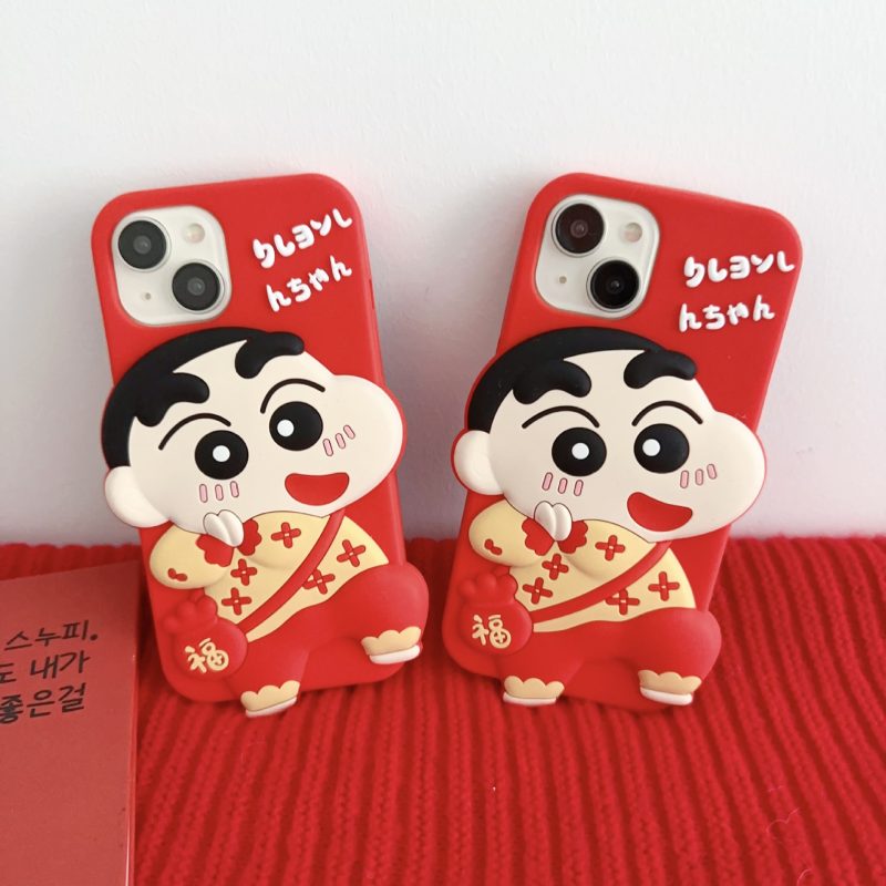 Red Cartoon Crayon Shin-chan Silicone Phone Cover for Apple iPhone Models
