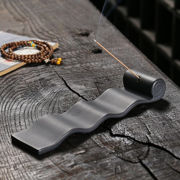 Wave Scroll Ceramic Incense Stick Holder