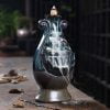Lotus Vase Blue Ceramic Incense Waterfall Fountain Backflow Burner