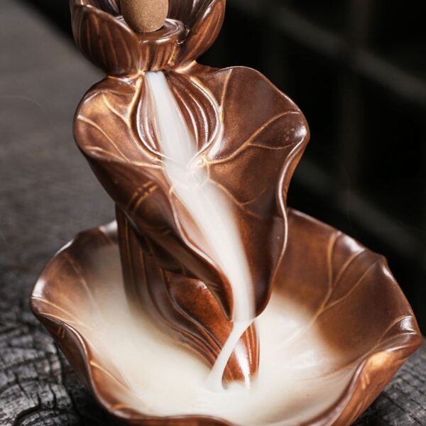 O1CN01fN91MI1kW4PbuhW8M_!!2551464690-0-cib Retro Lotus Flower Lotus Leaf Ceramic Reverse Smoke Incense Holder