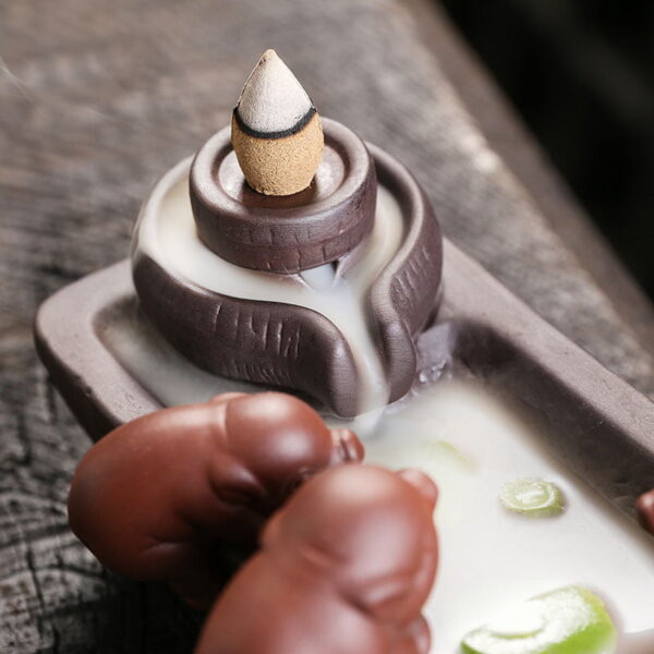 Stone Mill Pig Ceramic Backflow Incense Holder and Burner Waterfall