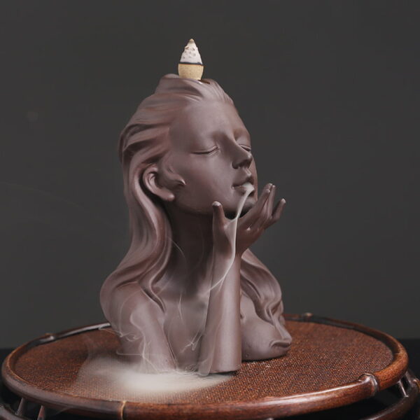 Beautiful Lady Sculpture Ceramic Waterfall Backflow Incense Burner Holder Beautiful Lady Sculpture Ceramic Waterfall Backflow Incense Burner Holder