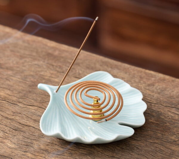 Bodhi Leaves Ginkgo Leaves Ceramic Stick Incense Holder Bodhi Leaves Ginkgo Leaves Ceramic Stick Incense Holder