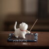 Cute Cat Ceramic Incense Stick Holder Burner