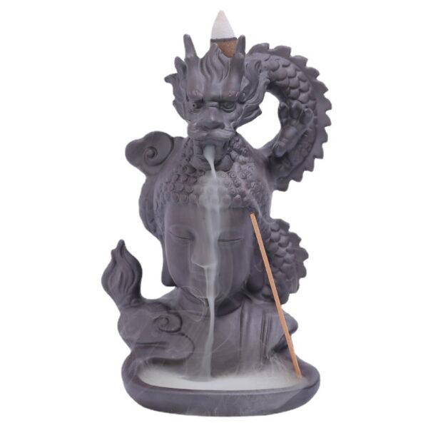 Chinese Dragon Buddha Ceramic Backflow Incense Holder