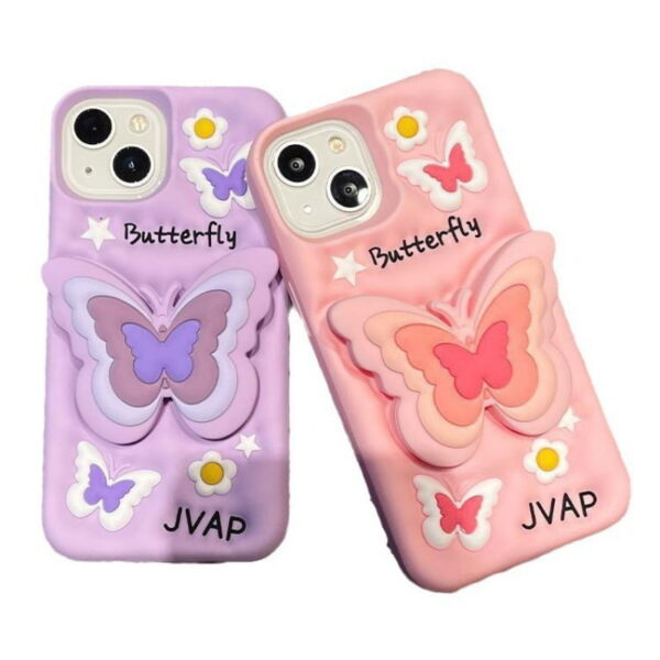O1CN01gsTERO1bRBhAHc6b9_!!2645063461-0-cib 3D Butterfly Folding Stand Silicone Phone Case for Apple iPhone Models