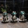 Green Frog Lotus Ceramic Backflow Stick Incense Burner