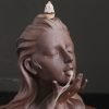 Beautiful Lady Sculpture Ceramic Waterfall Backflow Incense Burner Holder - Image 3