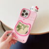Pink Hello Kitty with Mirror Silicone Phone Cover for Apple iPhone Models