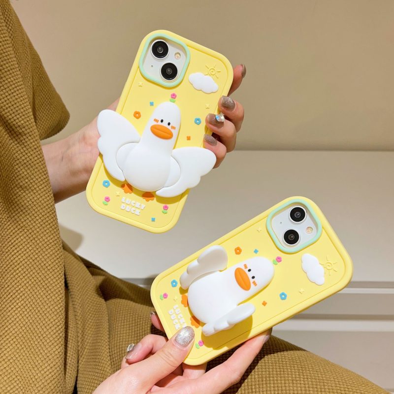 3D Lucky Duck Silicone Phone Shell for Apple iPhone Models