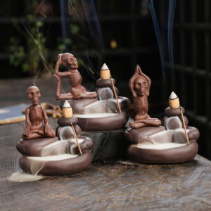 Halloween Yoga Skeleton Ceramic Backflow Incense Holder