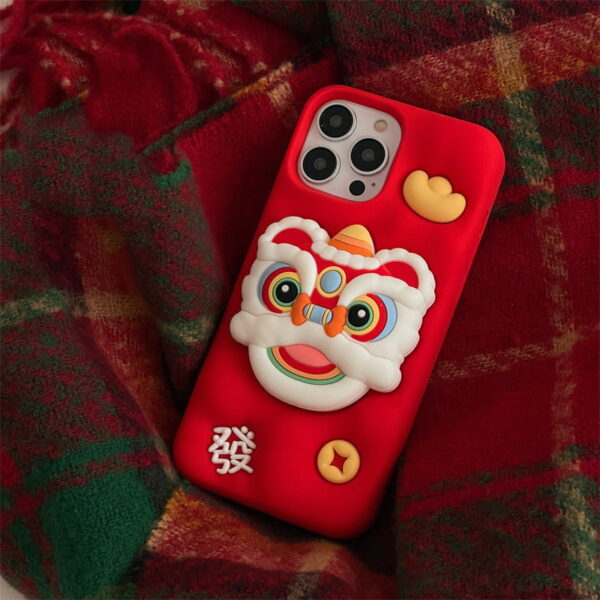 Cute Cartoon Lion Silicone Phone Cover With Bracket for Apple iPhone Models
