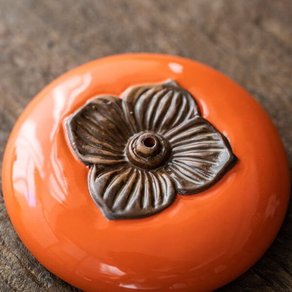 Flat Persimmon Ceramic Incense Stick Holder