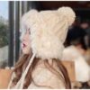 Rabbit Fur Woolen Hat Fur Ball Plus Fleece Warm Knitted Hat