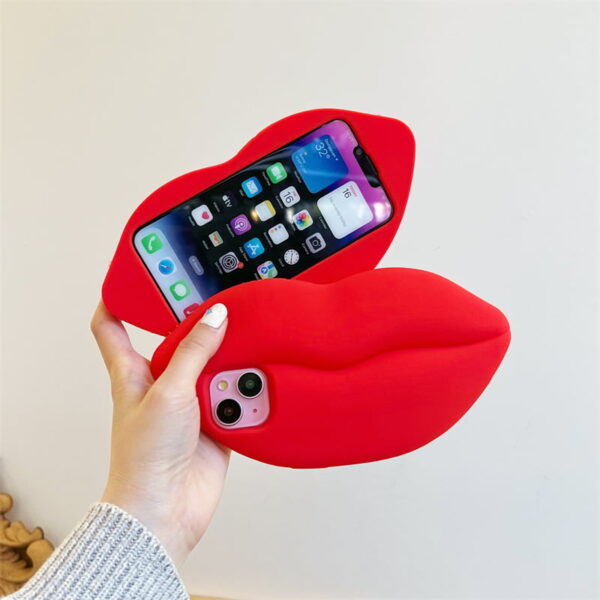 O1CN01k1Ddu72ICYVl2SHAg_!!2203426429250-0-cib 3D Red Lip Silicone Phone Cover for Apple iPhone Model