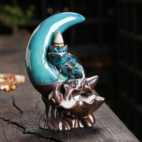 O1CN01kSgNH51kW4On5fIwW_!!2551464690-0-cib Crescent Moon Lotus Flower Lotus Leaf Ceramic Backflow Stick Incense Holder