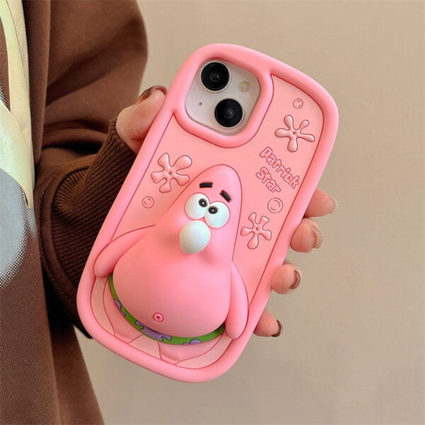 Pink 3D Patrick Star Silicone Phone Cover for Apple iPhone Model
