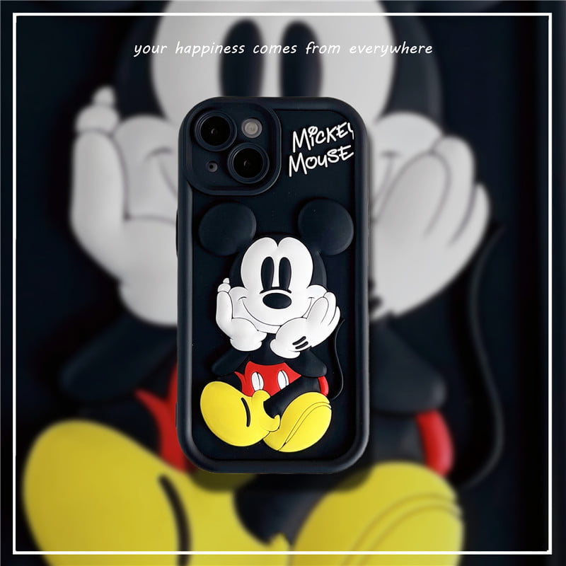 Cartoon 3D Black Mickey Mouse Silicone Phone Shell for Apple iPhone Models