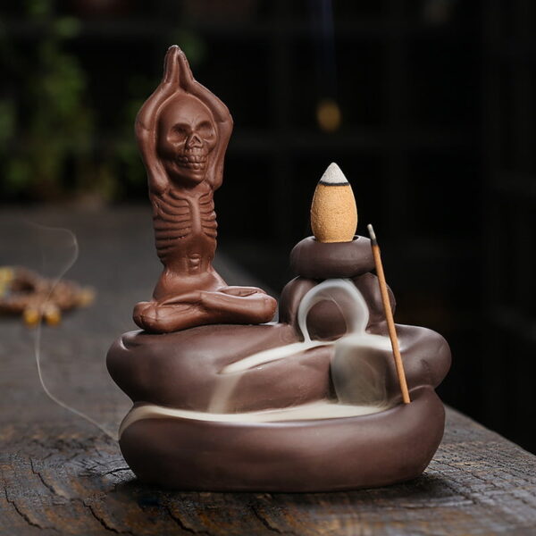 Halloween Yoga Skeleton Ceramic Backflow Incense Holder