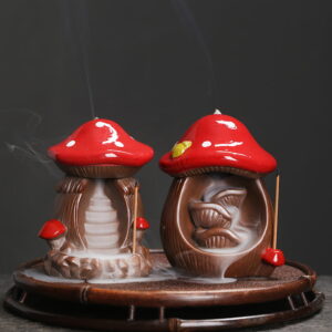 Red Mushroom Ceramic Back Burning Incense Burner Red Mushroom Ceramic Back Burning Incense Burner