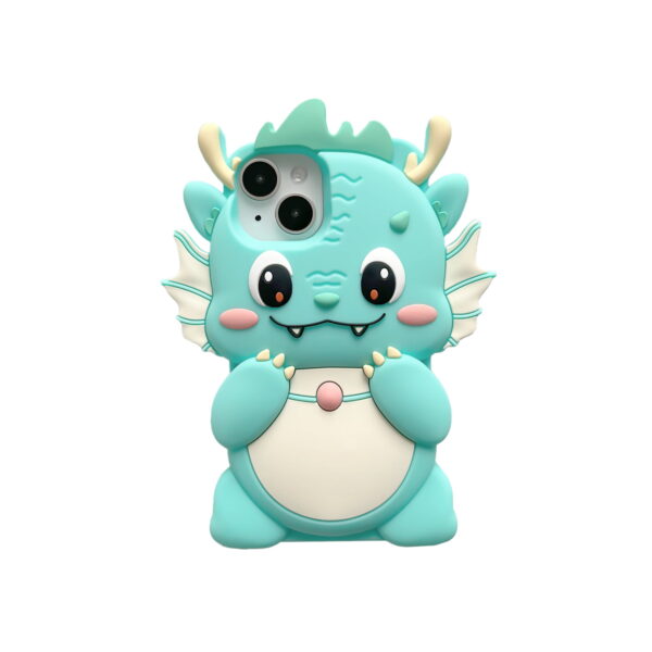 Cyan 3D Cute Dragon Silicone Phone Case for Apple iPhone Model