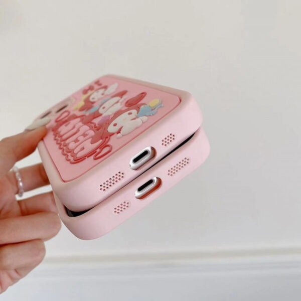 Pink Hello Melody Silicone Phone Cover for Apple iPhone Models