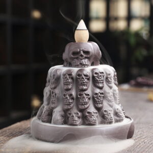 Halloween Skull Mountain Ceramic Back Flow Waterfall Incense Burner