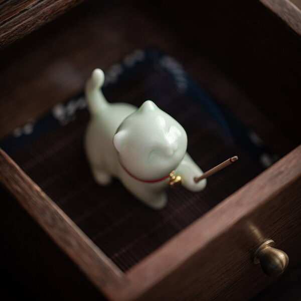 Cute Cat Ceramic Incense Stick Holder Burner