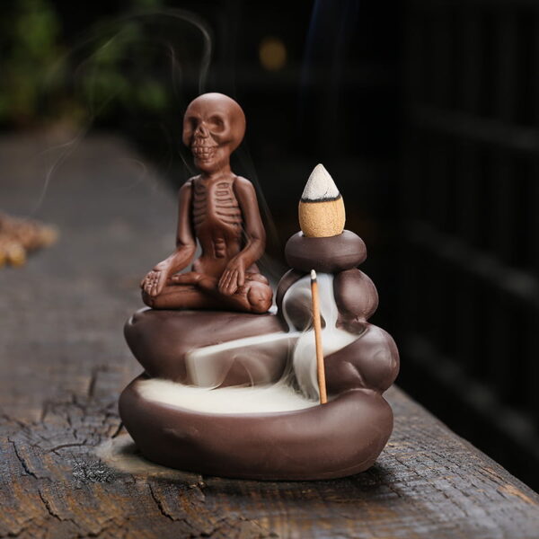 Halloween Yoga Skeleton Ceramic Backflow Incense Holder
