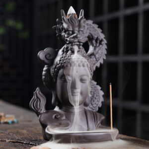 Chinese Dragon Buddha Ceramic Backflow Incense Holder