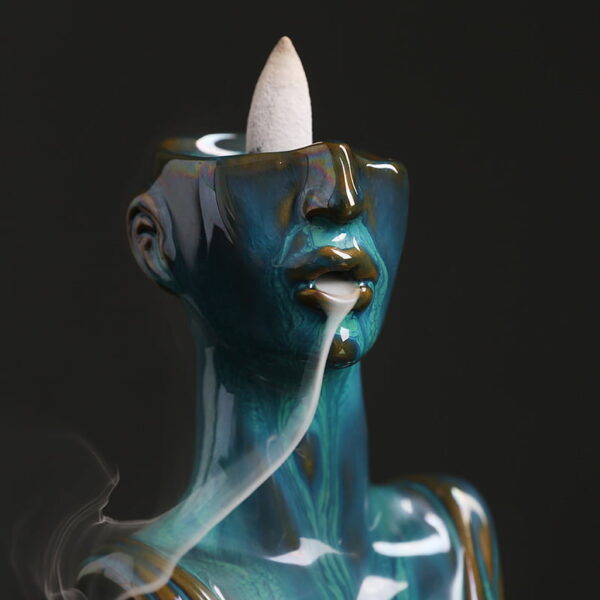 Lady Statue Ceramic Reverse Smoke Incense Burner