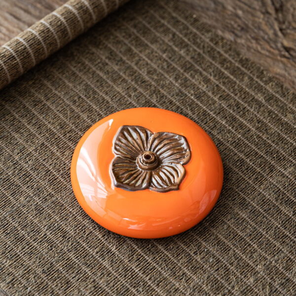Flat Persimmon Ceramic Incense Stick Holder