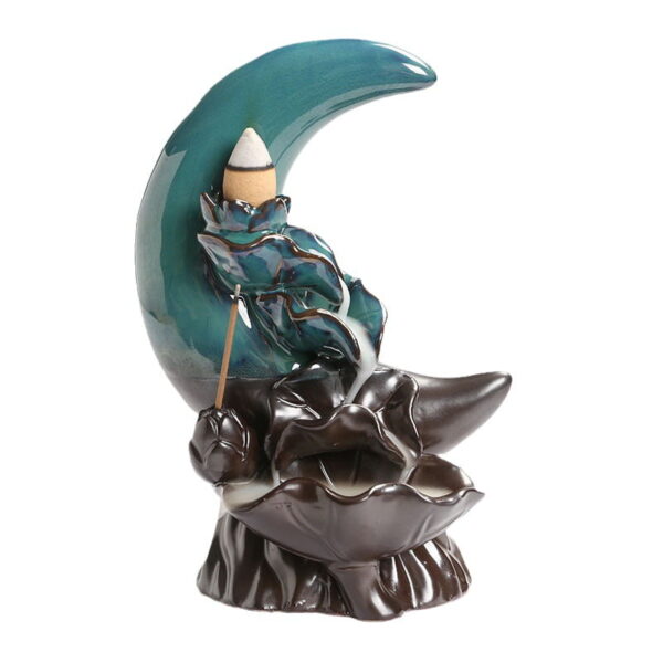 O1CN01pD0cmj1kW4OqS7Z21_!!2551464690-0-cib Crescent Moon Lotus Flower Lotus Leaf Ceramic Backflow Stick Incense Holder