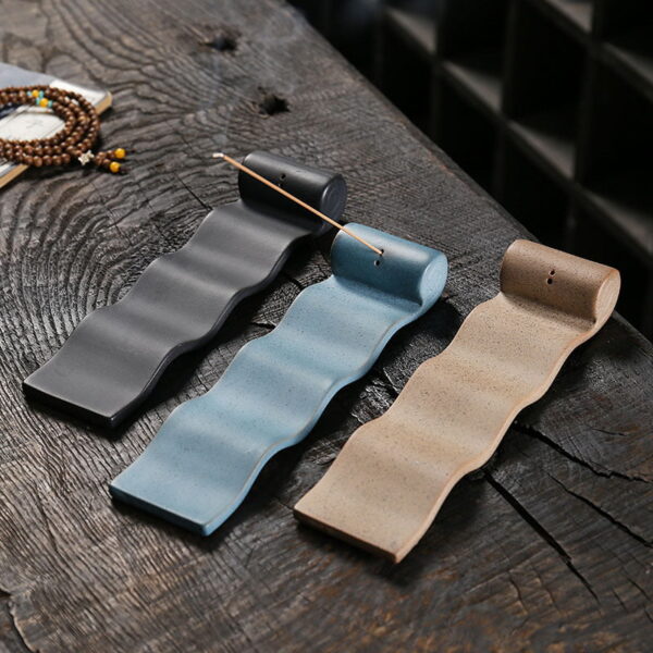 Wave Scroll Ceramic Incense Stick Holder