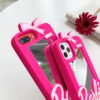 Pink Barbie Silicone Phone Case With Mirror for Apple iPhone Models