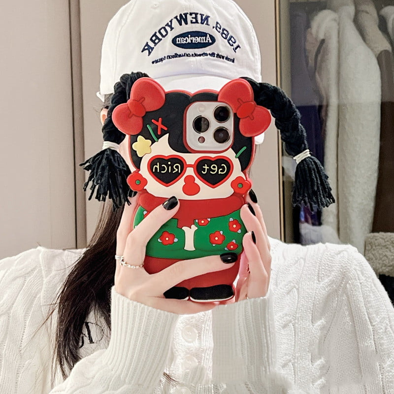Get Rich Braid Girl Silicone Phone Case for Apple iPhone Models