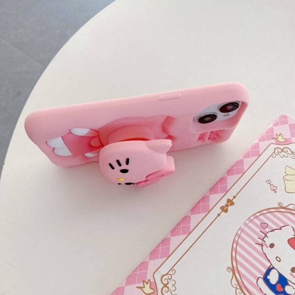 Pink Hello Kitty Stand Silicone Mobile Phone Cover for Apple iPhone Models