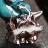 Crescent Moon Lotus Flower Lotus Leaf Ceramic Backflow Stick Incense Holder - Image 4