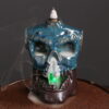 Halloween Skull Blue Ceramic Backflow Incense Burner With LED Light Halloween Skull Blue Ceramic Backflow Incense Burner With LED Light