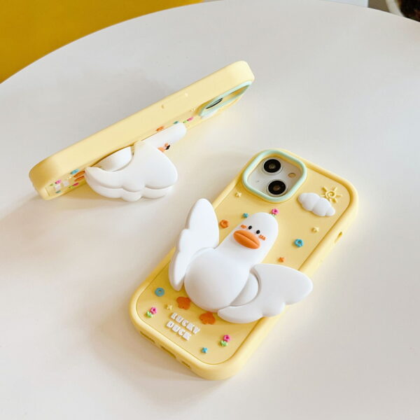 O1CN01rIIvht2EnsI8zx4Sf_!!2209968898790-0-cib 3D Lucky Duck Silicone Phone Shell for Apple iPhone Models